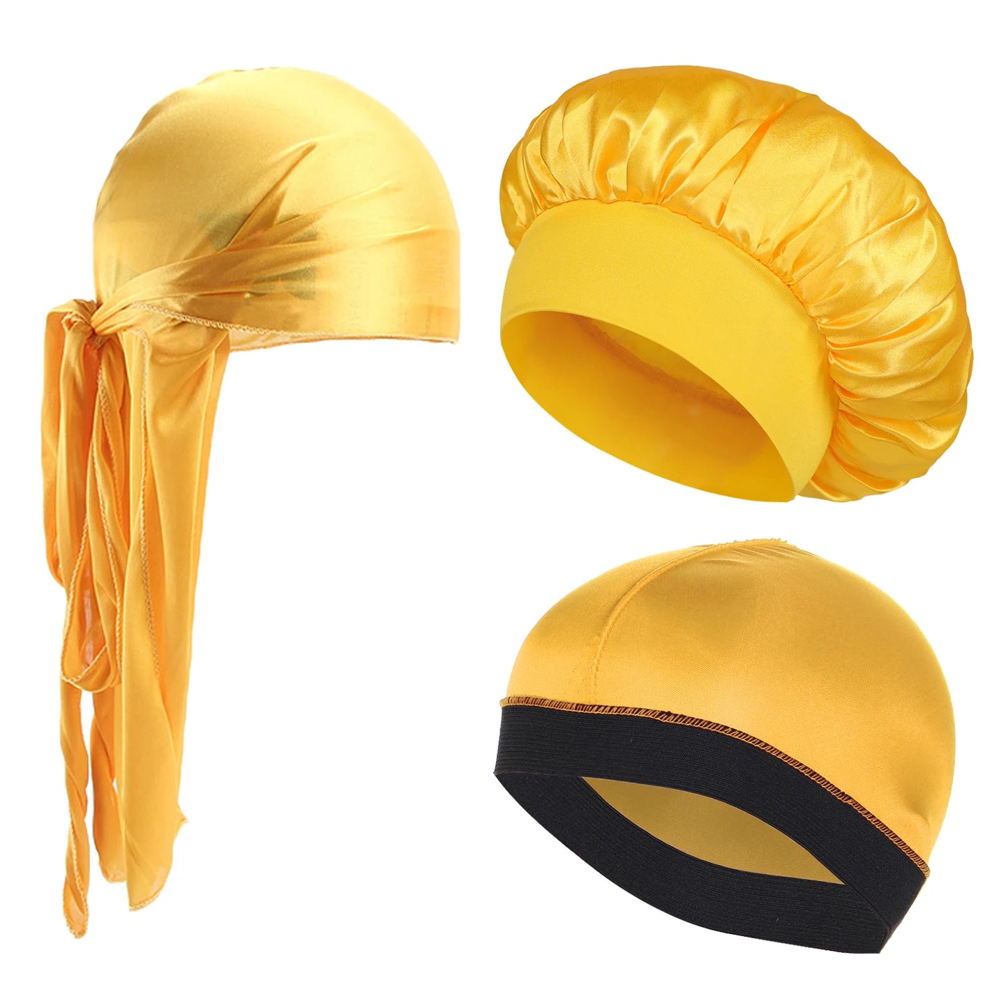 3pcs New Kids Girls Boys Satin Night Sleep Cap Children's Waves Cap Headwear Hair Accessories Turban Headwear Bonnet Wholesale