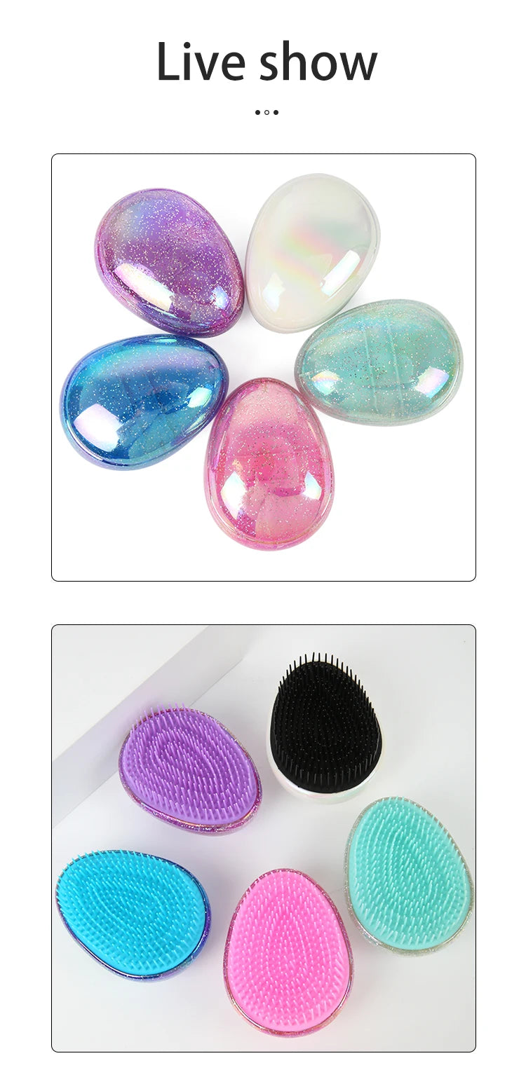 Mini Detangling Hair Brush Egg Round Shape Scalp Massage Hairbrush Tangled Hair Comb Salon Hairdress Hair Styling Comb Travel