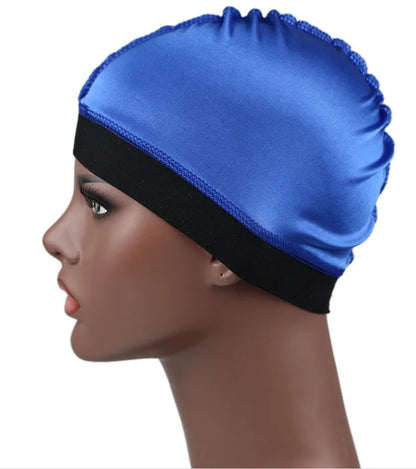 Silky Dome Cap For Making Wigs Men Satin Elastic Band Bandanas Bottom Cap Spandex Cooling Cap Silk Based Beanie Bonnet  Wave Cap