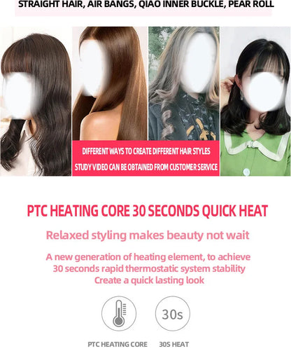 Mini Hair Straightener Clipboard Small Power Plug Curling Hair Straight Hair Girls Air Bangs Portable Hair Straightener