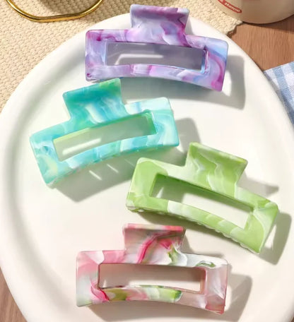 4 Pcs Pink Large Hair Claw Clips 3.4" Non-slip Big Square Matte for Women Girls, Strong Hold Banana Clips for Thick Thin Hair