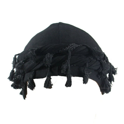 Men Braid Hat Turban Durag Wave Cap Halo Lined Hat for Men Women Head Wraps Cap with Tassel Elastic Pre Tie Waves Braids Cap