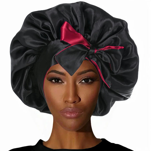 Double Layer Satin BonnetLarge Satin Bonnet Bonnet Hair Bonnet for Sleeping, Reusable Adjusting Hair Care Wrap Cap Sleep Caps Fo