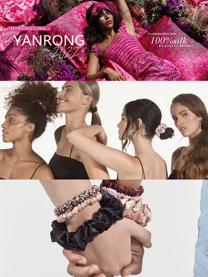 100% Pure Mulberry 6A Silk Hair Scrunchie Handmade Hairbands Women Girl Hair Accessories Pure Color Natural HairTies Box 6PCS