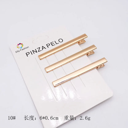 3pcs/set Korean Simple Metal Hairpins for Women Hollow Out Bangs Side Clip Gold Color Hairgrip Broken Hair Styling Accessories