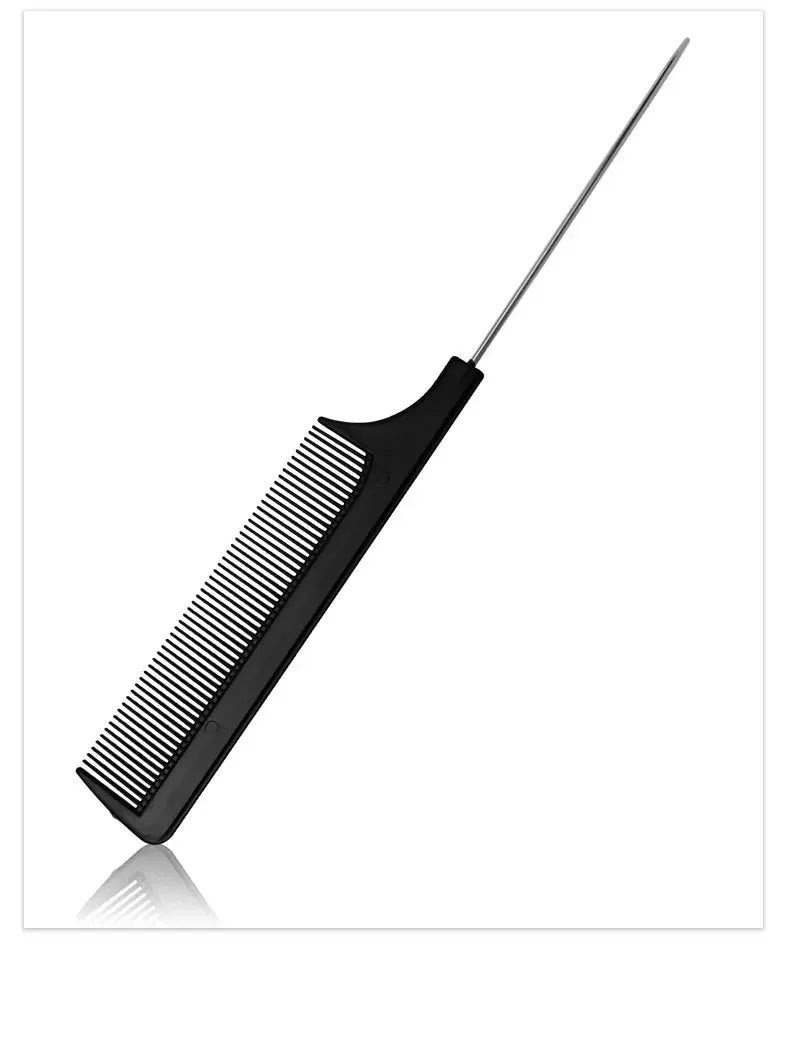 Solid Color Steel Needle Pointed Tail Comb Styling Comb Heat Resistant Anti-Static Tail Curved Parting Comb Barber Accessories