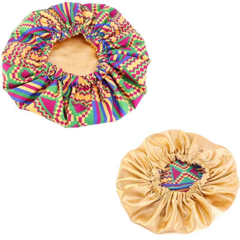 Extra Large Satin Lined Bonnet Women Big Size Beauty Print Satin Silk Bonnet Sleep Night Cap Head Cover Bonnet Hat Wholesale