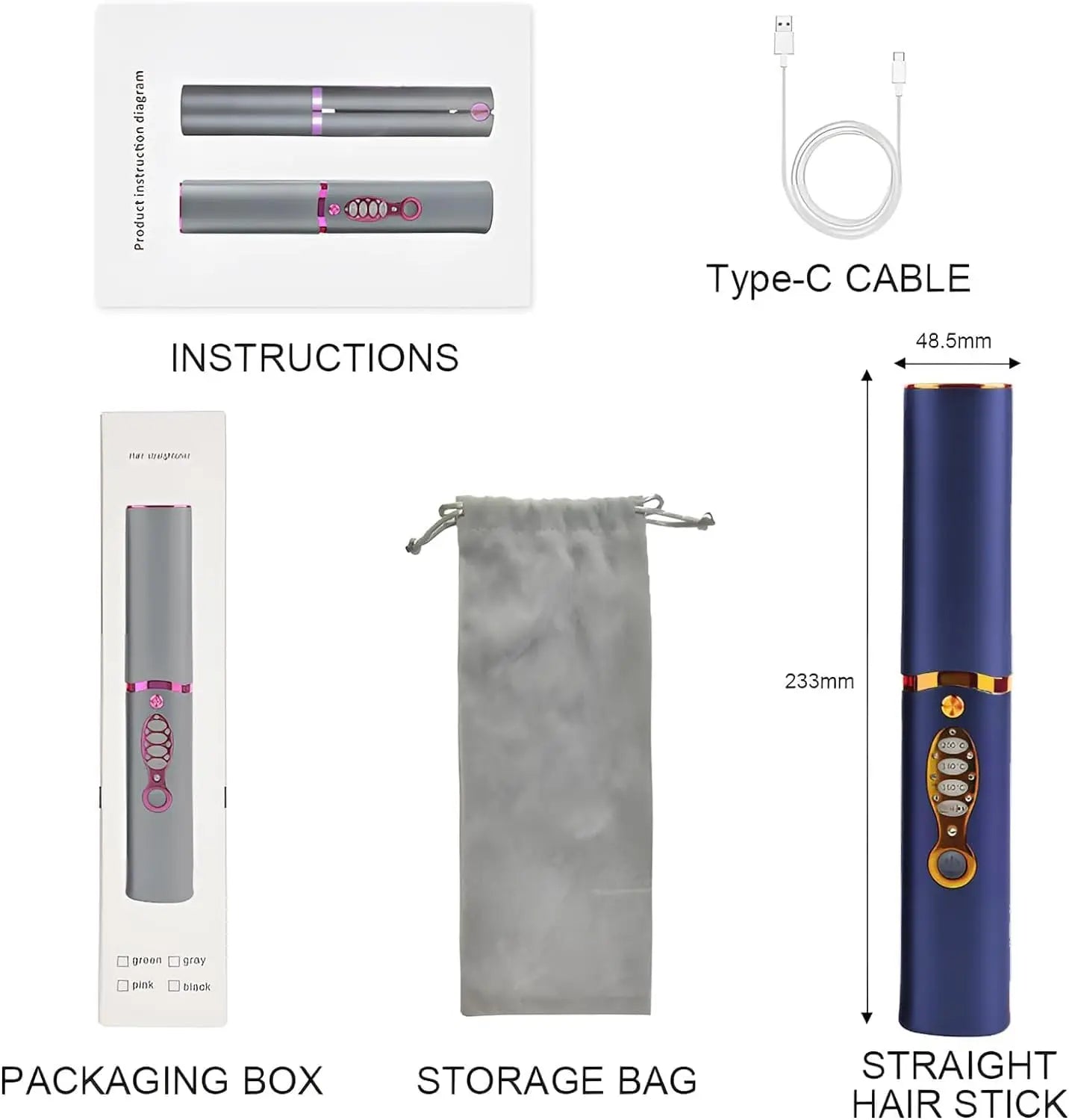 Cordless Hair Straightener Safety Lid Fast Heating Flat Iron Portable Straightener 2 in 1 for Hair Straightening and Curling
