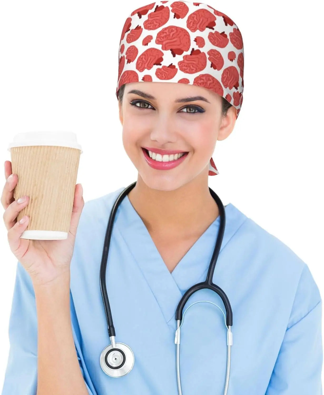 Japanese Wave Cherry Blossoms Working Cap Scrub Cap with Sweatband Adjustable Unisex Women Tie Back Hat Nurse  Caps