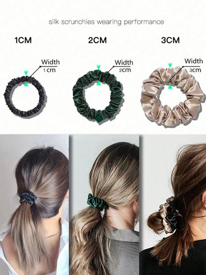 100% Pure Mulberry 6A Silk Hair Scrunchie Handmade Hairbands Women Girl Hair Accessories Pure Color Natural HairTies Box 6PCS