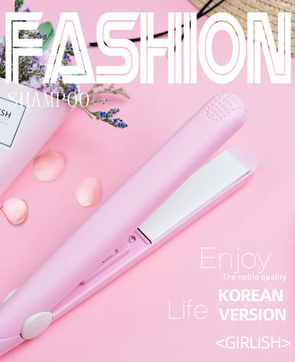 Mini Hair Straightener Clipboard Small Power Plug Curling Hair Straight Hair Girls Air Bangs Portable Hair Straightener