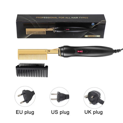 Electric Hot Heating Comb Hair Straightener Curler Flat Irons Wet Dry Hair Iron Straightening Brush Hair Styling Tools