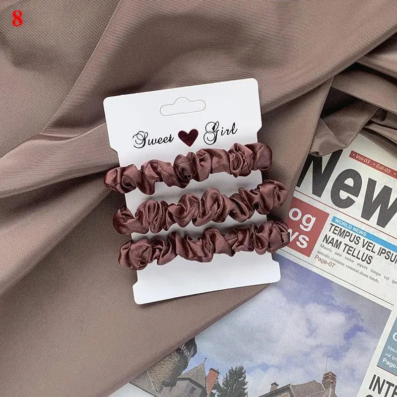 3Pcs/set Silk Satin Scrunchies Women Solid Color Hair Rope Elegant Ponytail Holder Rubber Band Elastic Hairband Hair Accessories