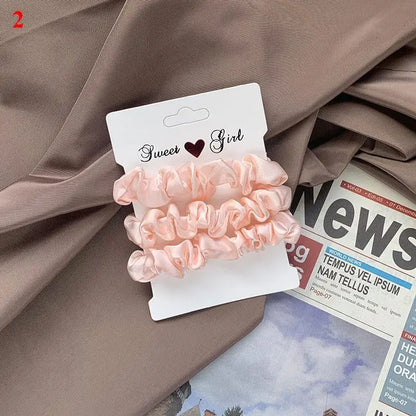 3Pcs/set Silk Satin Scrunchies Women Solid Color Hair Rope Elegant Ponytail Holder Rubber Band Elastic Hairband Hair Accessories
