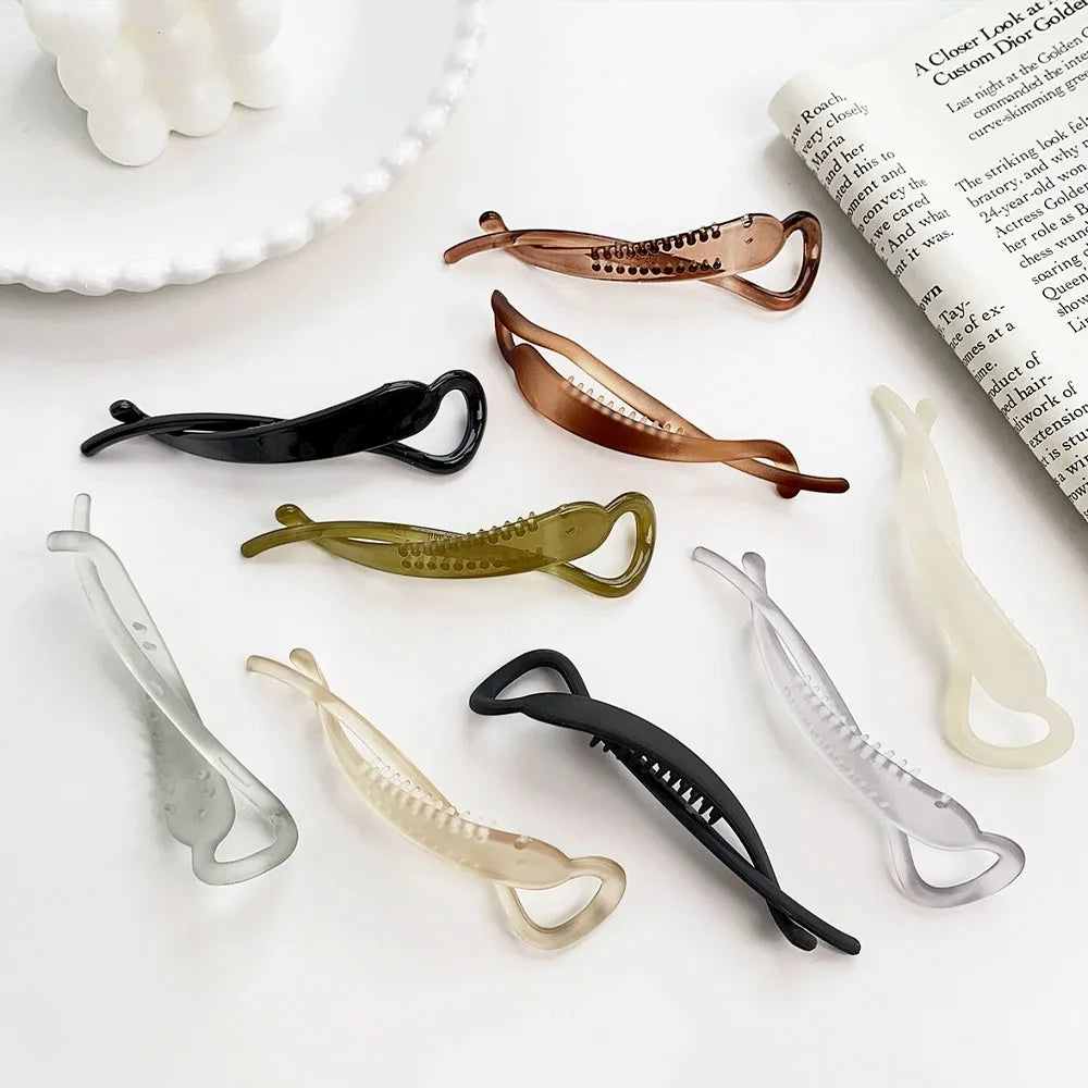 Korean Geometric Hair Clips Fashion Sweet Banana Hair Clip Ponytail Clip simple for Women Girls Hair Accessories Headband New