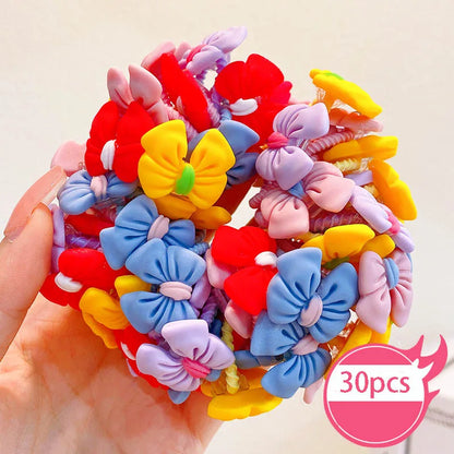 30pcs Children's Hair Circles Small Size Girl Cute Flower Non Harmful High Elastic Headband Baby Tied Little Jiujiu Rub