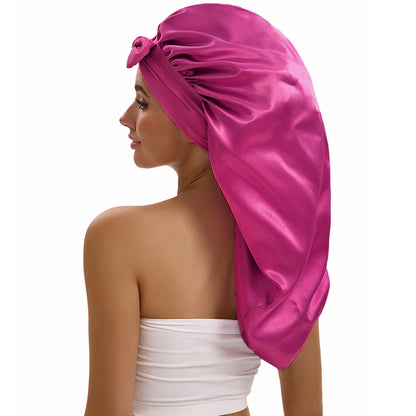 Women Long Tail Satin Hair Bonnet, Color Elastic Band Hair Care Hat, Bonnet for Hair Treatment Bonnet Satin Bonnet