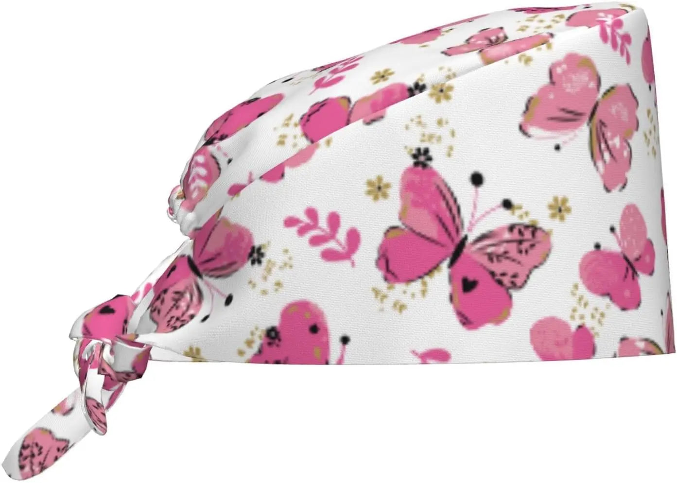Japanese Wave Cherry Blossoms Working Cap Scrub Cap with Sweatband Adjustable Unisex Women Tie Back Hat Nurse  Caps