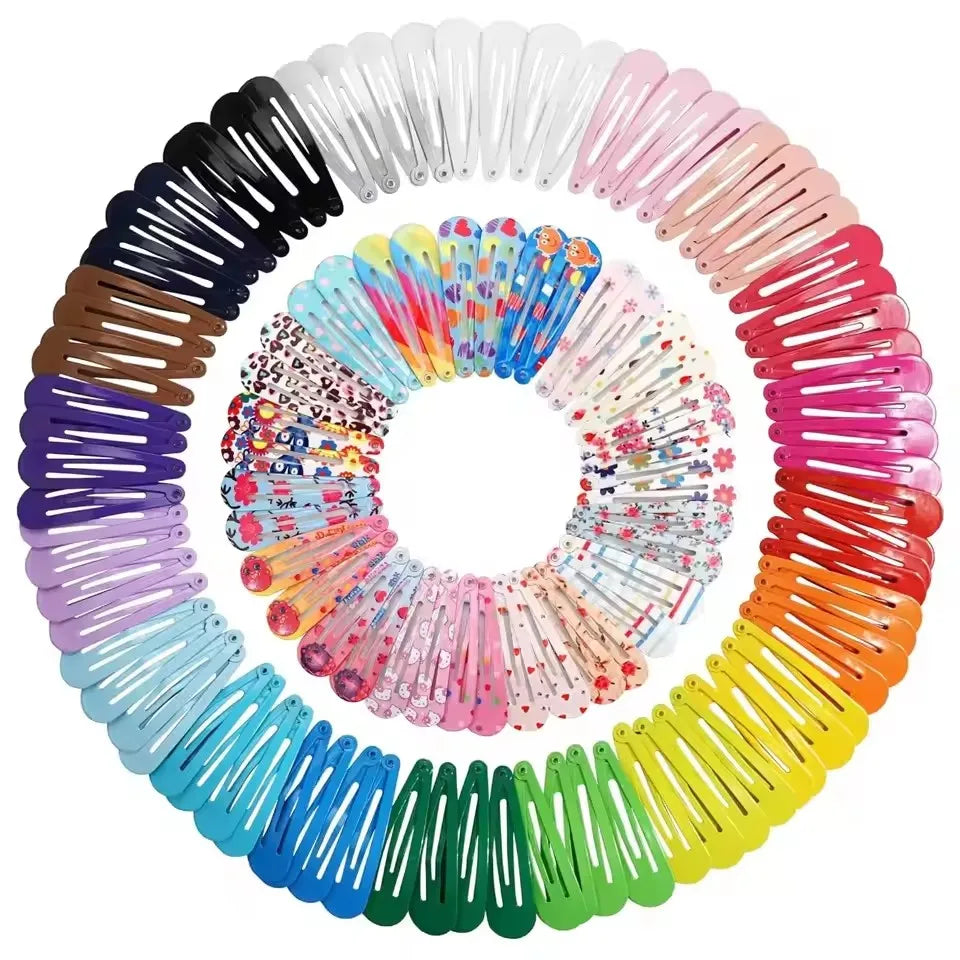 10/50Pcs Snap Hair Clips Candy Color Glossy 5cm/2in No Slip Metal Hair Pins Clips Barrettes Accessories for Baby Girls Hairpins