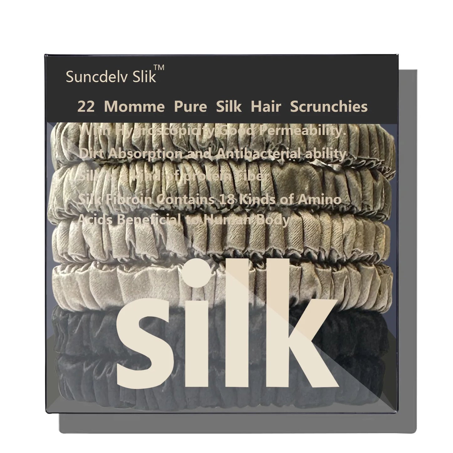 100% Pure Mulberry 6A Silk Hair Scrunchie Handmade Hairbands Women Girl Hair Accessories Pure Color Natural HairTies Box 6PCS