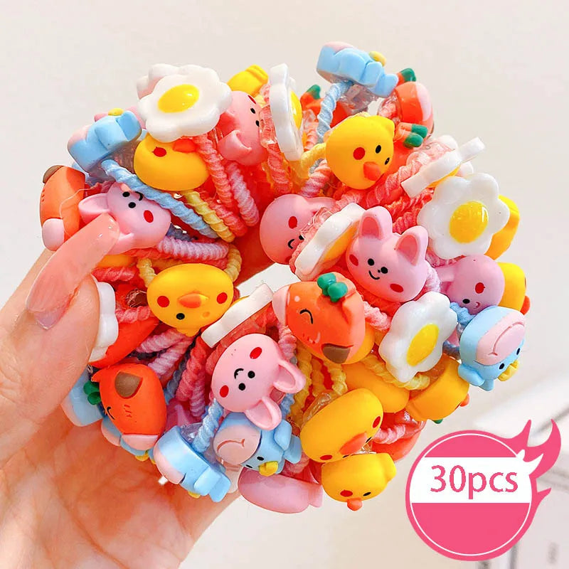 30pcs Children's Hair Circles Small Size Girl Cute Flower Non Harmful High Elastic Headband Baby Tied Little Jiujiu Rub