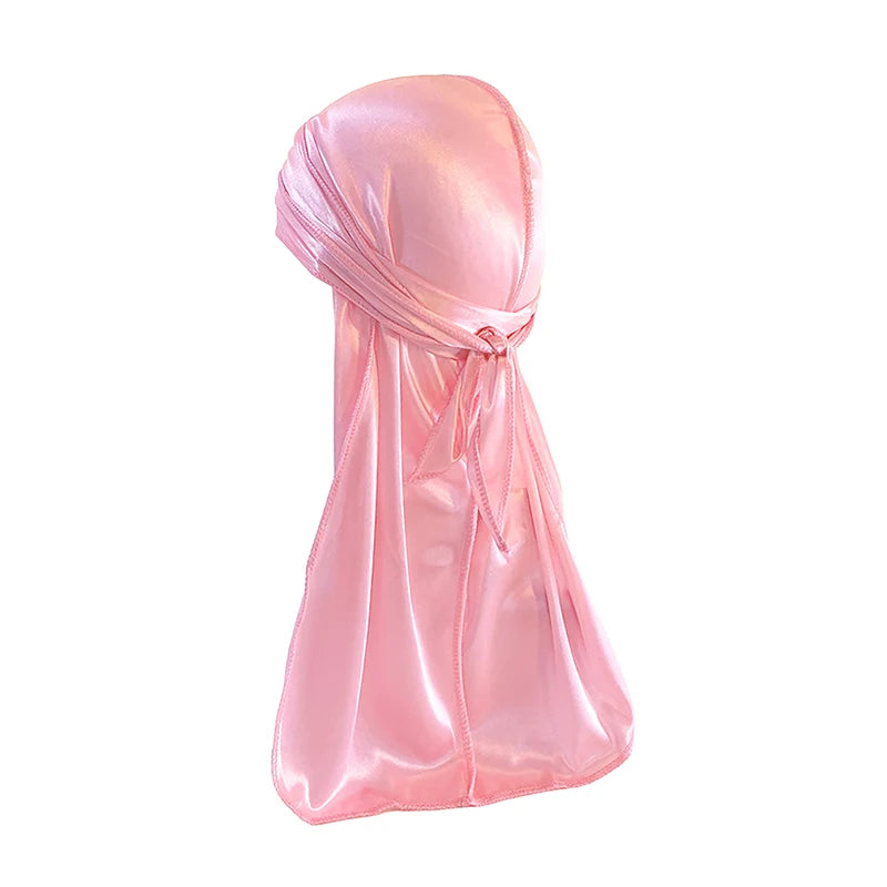 ZZ Silky Durag For Kids Boys Adult Long Tailed Pirate Hat Hip-Hop Bandanas Doo Rag Turban Waves Cap Headwear Pre-Tied Headwrap