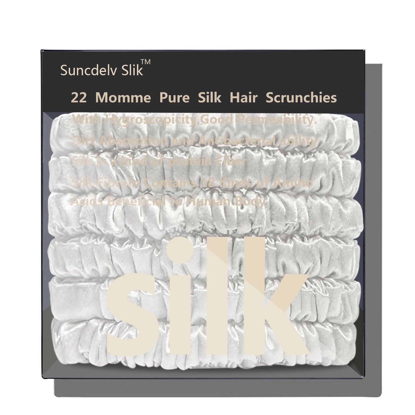 100% Pure Mulberry 6A Silk Hair Scrunchie Handmade Hairbands Women Girl Hair Accessories Pure Color Natural HairTies Box 6PCS
