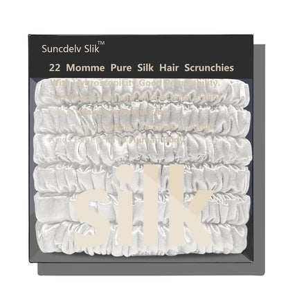 100% Pure Mulberry 6A Silk Hair Scrunchie Handmade Hairbands Women Girl Hair Accessories Pure Color Natural HairTies Box 6PCS