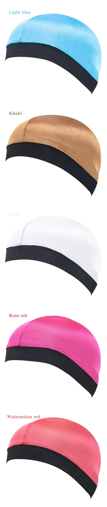 Satin Elastic Breathable Turban Hat Hair Headwear Bonnets Hats for Fedoras Beanie for Adult Dome Wave Cap