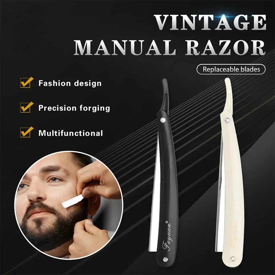 Manual Shaver for Men Barbershop Razor Stainless Steel Shank Is Easy To Use Safety Razor 1Pcs Shaving Razor with Blades