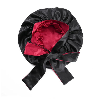 Double Layer Satin BonnetLarge Satin Bonnet Bonnet Hair Bonnet for Sleeping, Reusable Adjusting Hair Care Wrap Cap Sleep Caps Fo