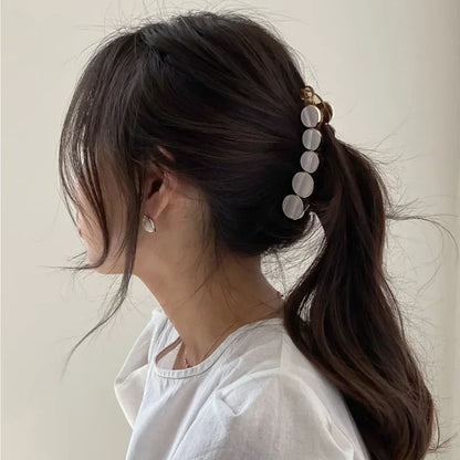 Simple Marble Pattern Banana Clip Elegant Women Acetate Leopard Ponytail Holder Hair Clip Casual Tortoiseshell Large Hairpin