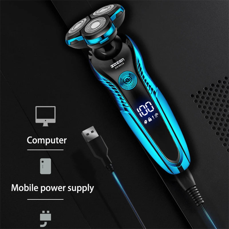ZOZEN Electric Shaver Washable Rechargeable Electric Razor Shaving Machine for Men Body Hair Beard Trimmer Wet-Dry Use Washable