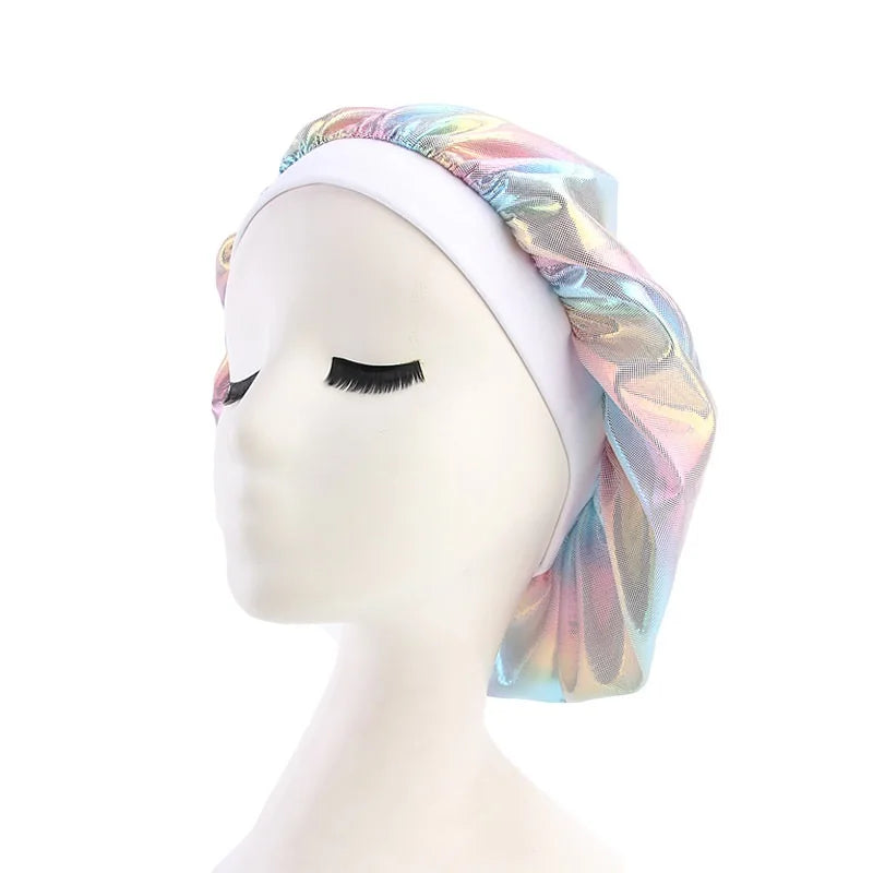 Single-Layer Shower Cap Women Satin Bonnet Sleeping Hat Female Hair Protect Hat Confinement Cap Head Cover Bathroom Accessories