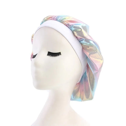 Single-Layer Shower Cap Women Satin Bonnet Sleeping Hat Female Hair Protect Hat Confinement Cap Head Cover Bathroom Accessories