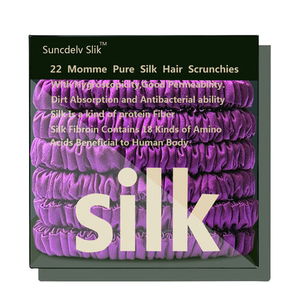 100% Pure Mulberry 6A Silk Hair Scrunchie Handmade Hairbands Women Girl Hair Accessories Pure Color Natural HairTies Box 6PCS