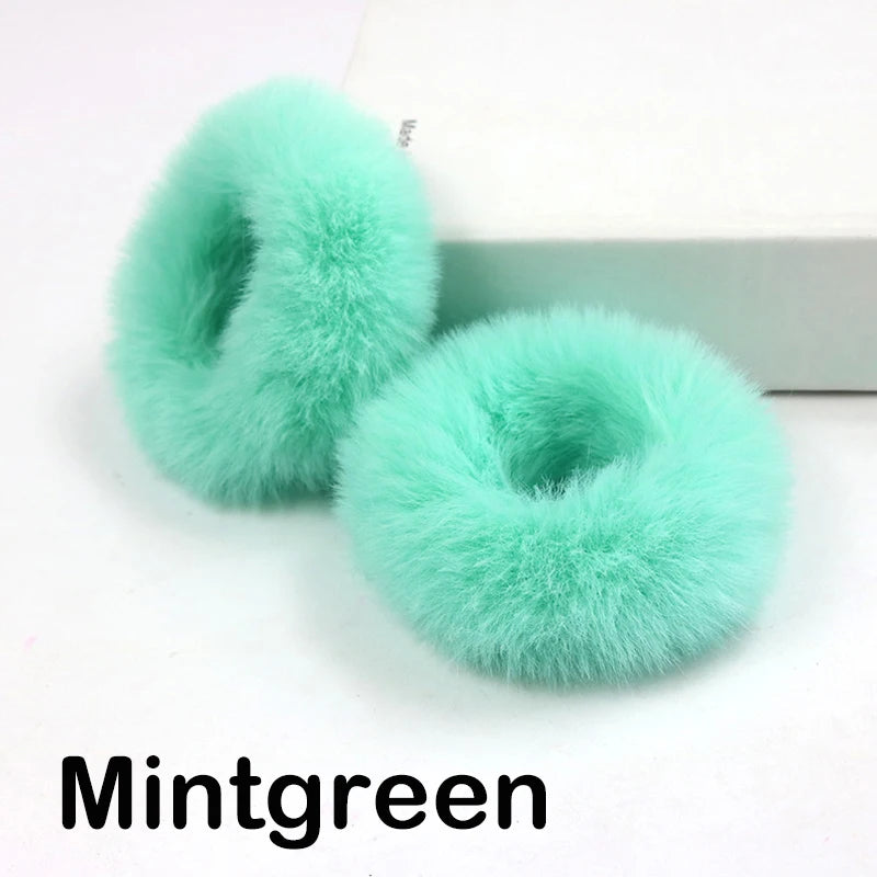 2Pcs Baby Girls Plush Elastic Hair Bands Small Rubber Band Hair Rings For Children Furry Scrunchies Hair Ties Hair Accessories