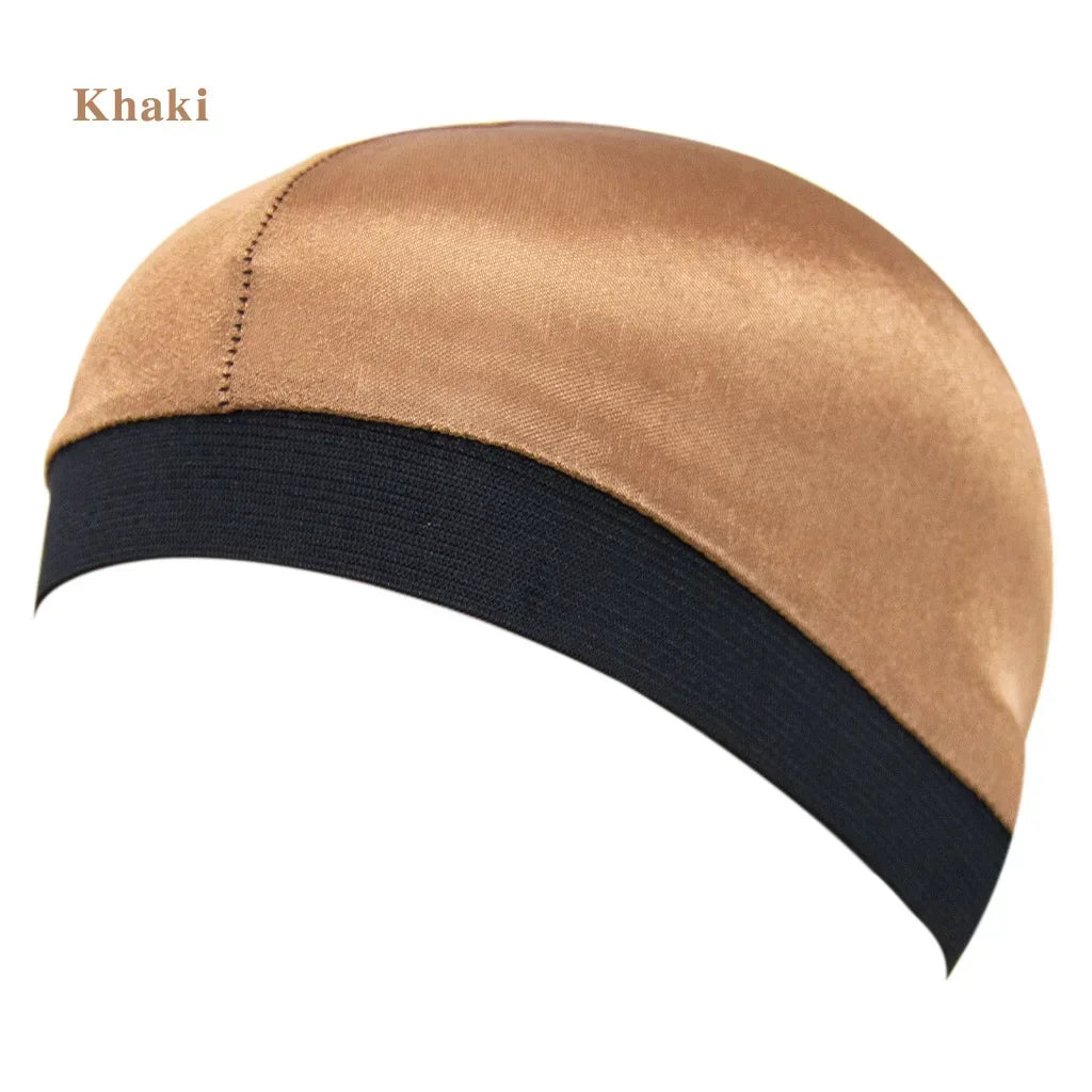 Satin Elastic Breathable Turban Hat Hair Headwear Bonnets Hats for Fedoras Beanie for Adult Dome Wave Cap
