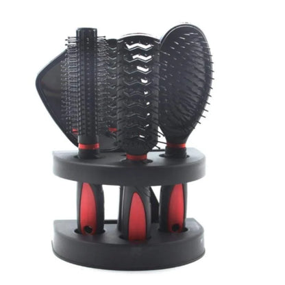 5-Pack Comb Brush Set Professional Massage Comb Cosmetic Hair Styling Tool Set With Mirror Hair Brush Holder