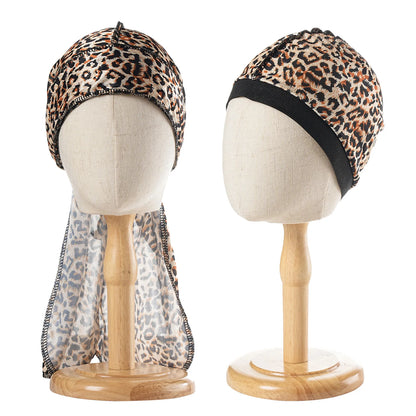 Unisex 2PCS/Set Printed Wave Caps With Durag for Men Women Head Wrap Beanie Turban Cap Headwrap Bonnet Hair Accessories Bandanas