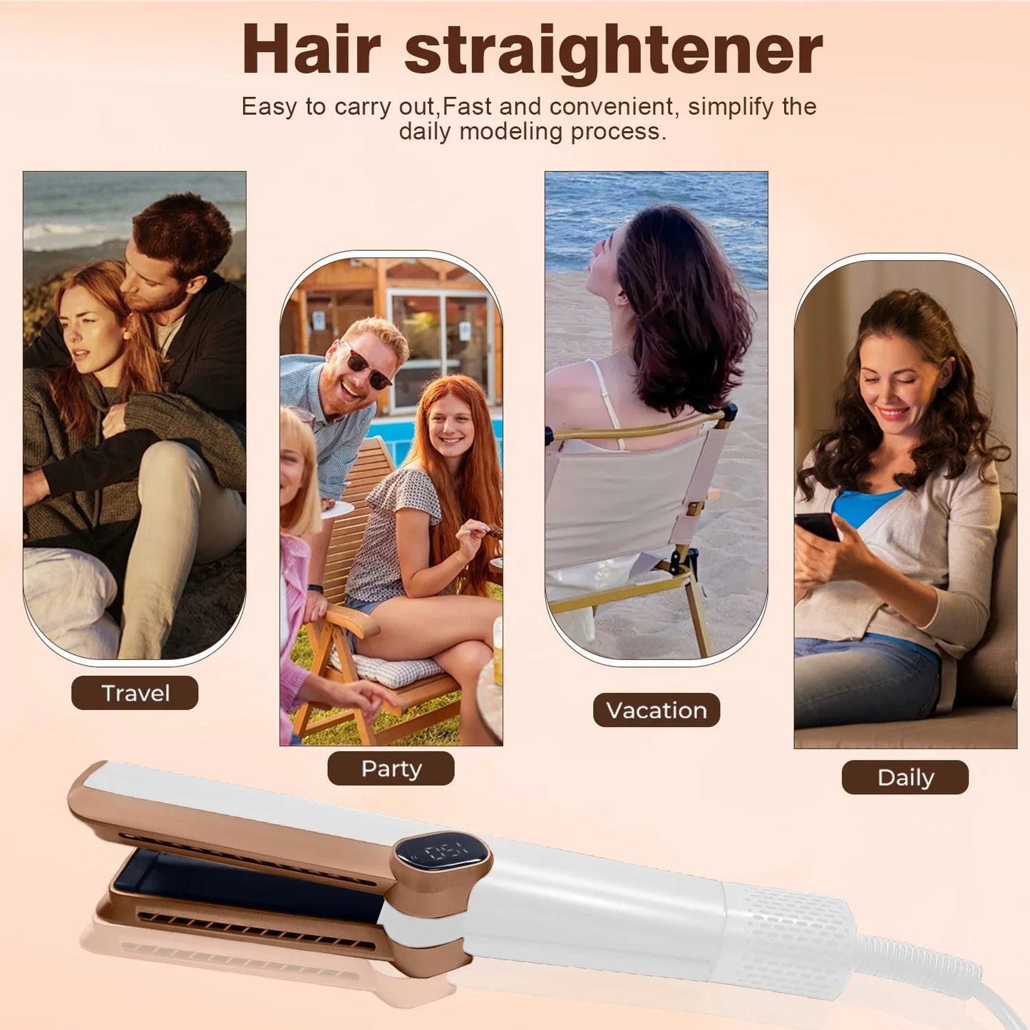 2in 1 LCD Display Professional Negative Ion Air Flow Straightening Hair Straightener Hair Dryer Hair Negative Ion Flat Iron