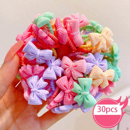 30pcs Children's Hair Circles Small Size Girl Cute Flower Non Harmful High Elastic Headband Baby Tied Little Jiujiu Rub