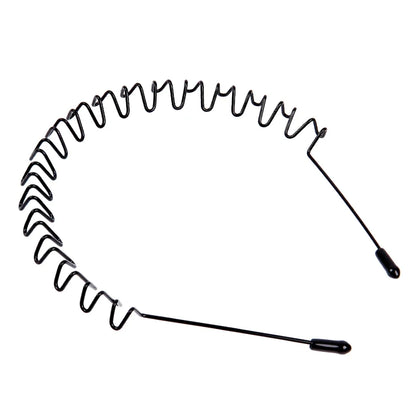 Unisex Black Elastic Non Slip Simple Metal Headbands For Men Women Wavy Hairband Spring Hair Hoop Fashion Hair Accessories