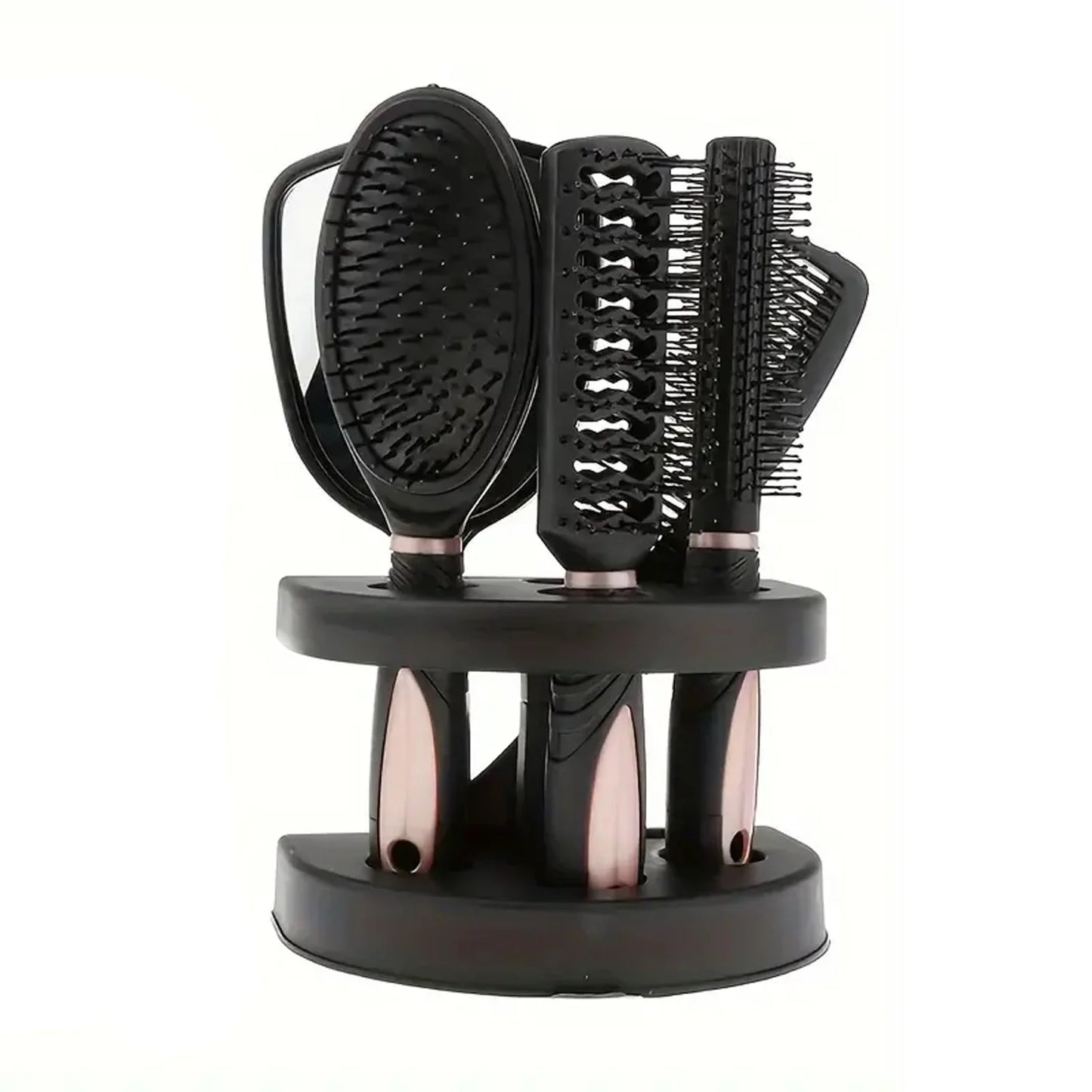 5-Pack Comb Brush Set Professional Massage Comb Cosmetic Hair Styling Tool Set With Mirror Hair Brush Holder