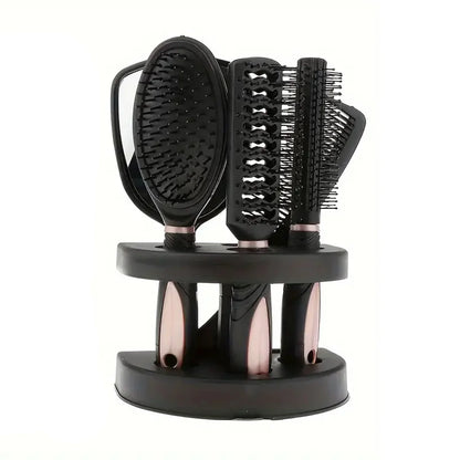 5-Pack Comb Brush Set Professional Massage Comb Cosmetic Hair Styling Tool Set With Mirror Hair Brush Holder