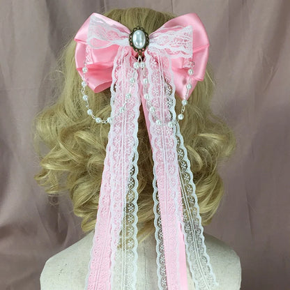 Lolita Lace Bow Ribbon Hair Clip Cute Hairpins Headdress Headband Hair Accessories Women Girls Hair Ornament