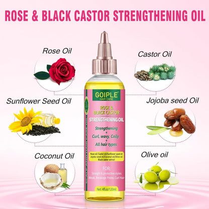 Rose & Black Castor Oil for Hair Growth Edge Control Wax Set No Flaking Black Hair Edge Styling Gel Smoother Braid Bonnet