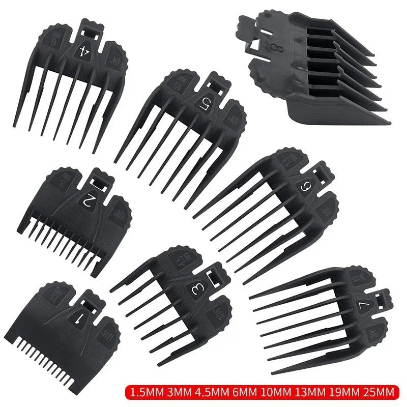 8Pcs/Set Professional Hair Cutting Guide Comb Clipper Limit Comb Trimmer Cutting Styling Tools Attachment Compatible 1.5mm-25mm