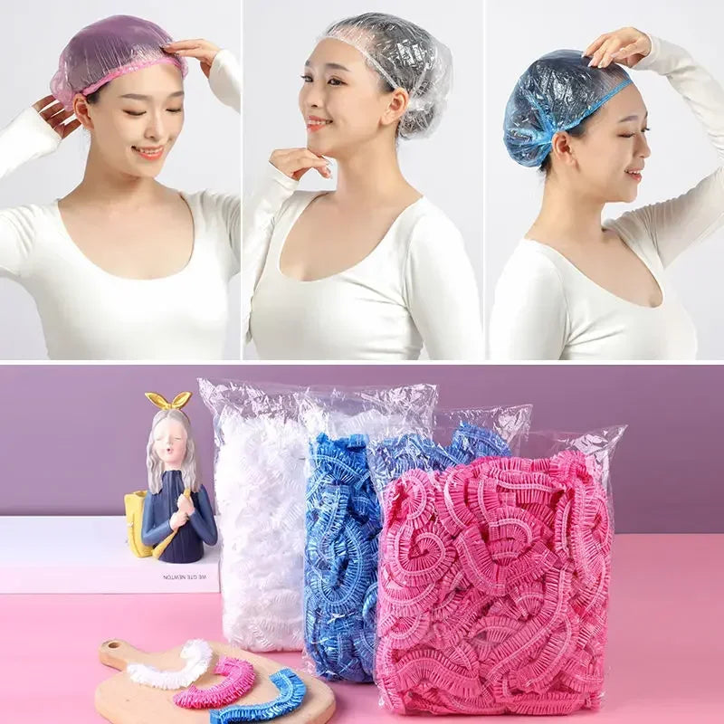 Hotel Sauna Shower Cap Salon Satin Hat to Sleep Bonnets Silk Hood Plastic Disposable Hair Caps Bathroom Water Proof Spa Woman