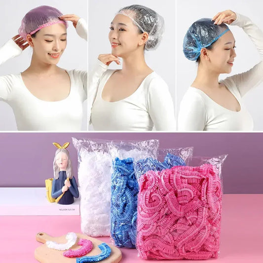 Hotel Sauna Shower Cap Salon Satin Hat to Sleep Bonnets Silk Hood Plastic Disposable Hair Caps Bathroom Water Proof Spa Woman